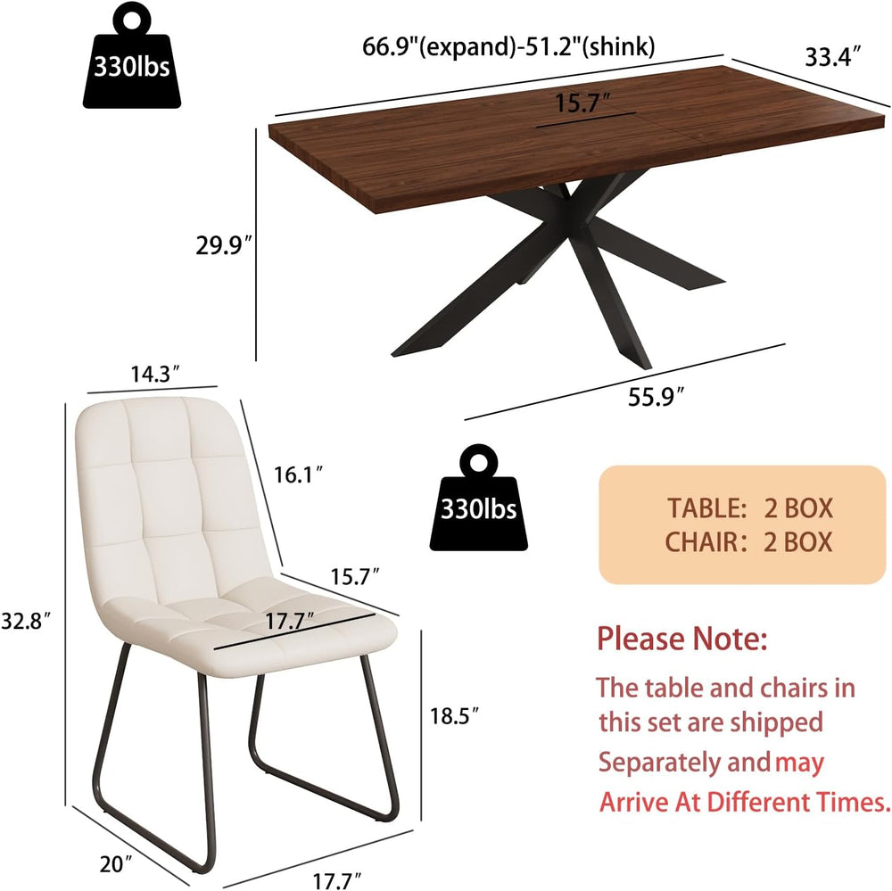ZckyCine 7-Piece Dining Table Set, 6-Person Modern Rectangular Wooden 51"...
