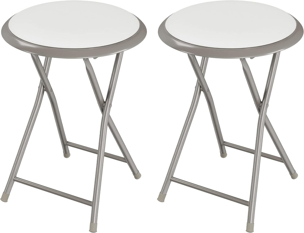 Lavish Home Portable Folding Stool with Backless Seat Set of 2, White, 18”