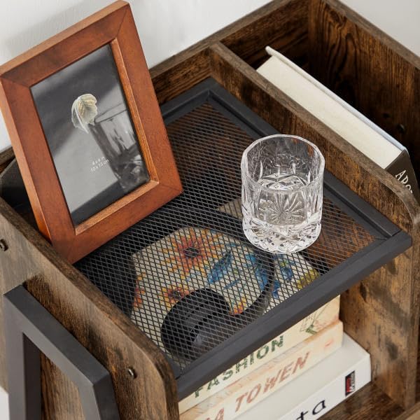 VECELO Nightstand Industrial End Table,Bedside Table with 2-Tier Open Storage...