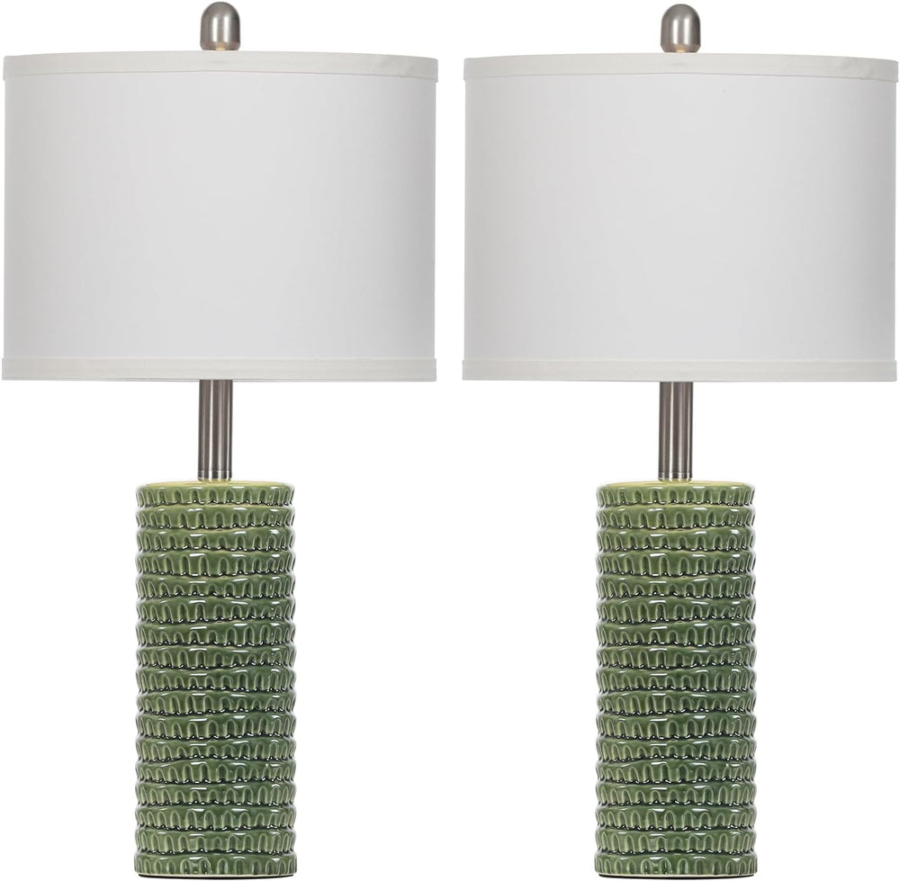 Cinyirong 24.5" Green Ceramic Table Lamps Set of 2, Farmhouse Table Lamp...