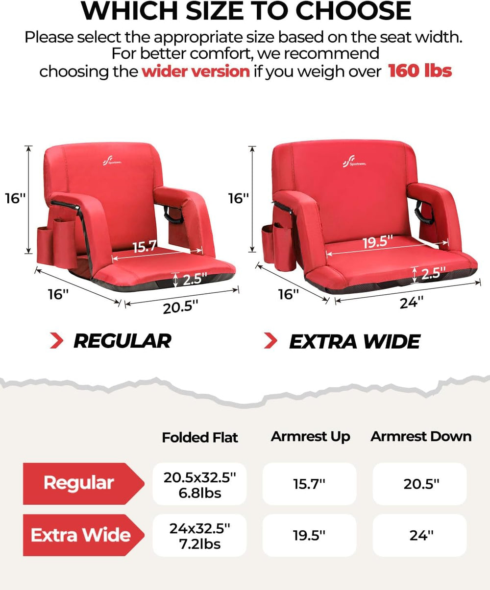 Sportneer Stadium Seats with Back Support: 2.5'' Thick Comfy Cushion ...