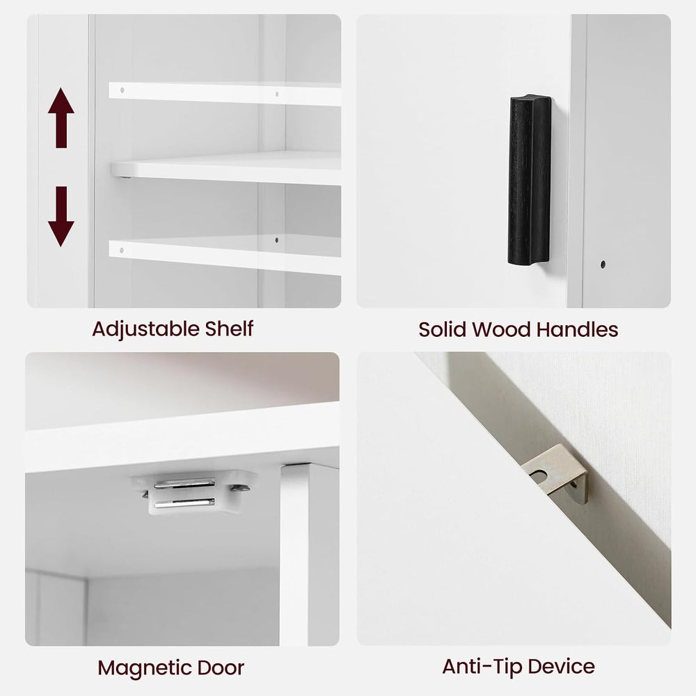 Iwell Storage Cabinet with 2 Doors and 4 Storage Shelves, Buffet Cabinet, Bat...