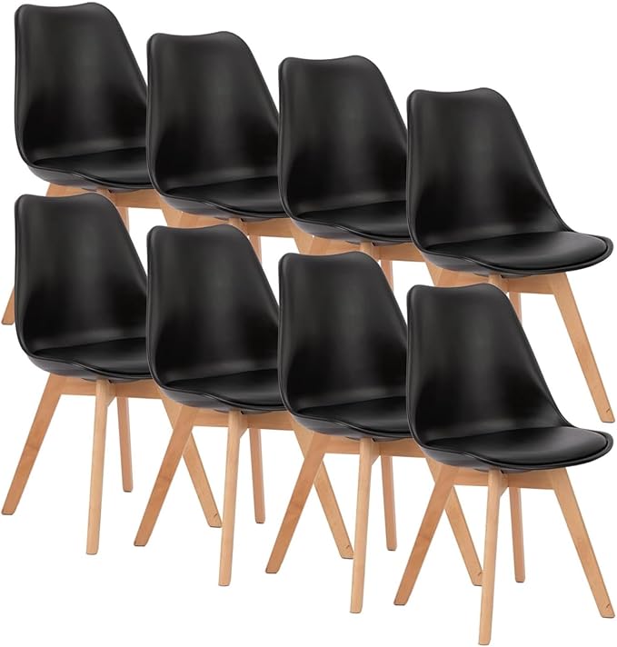 OLIXIS Dining Chairs Set of 8 Kitchen Mid Century Modern Chairs with Wood Leg...