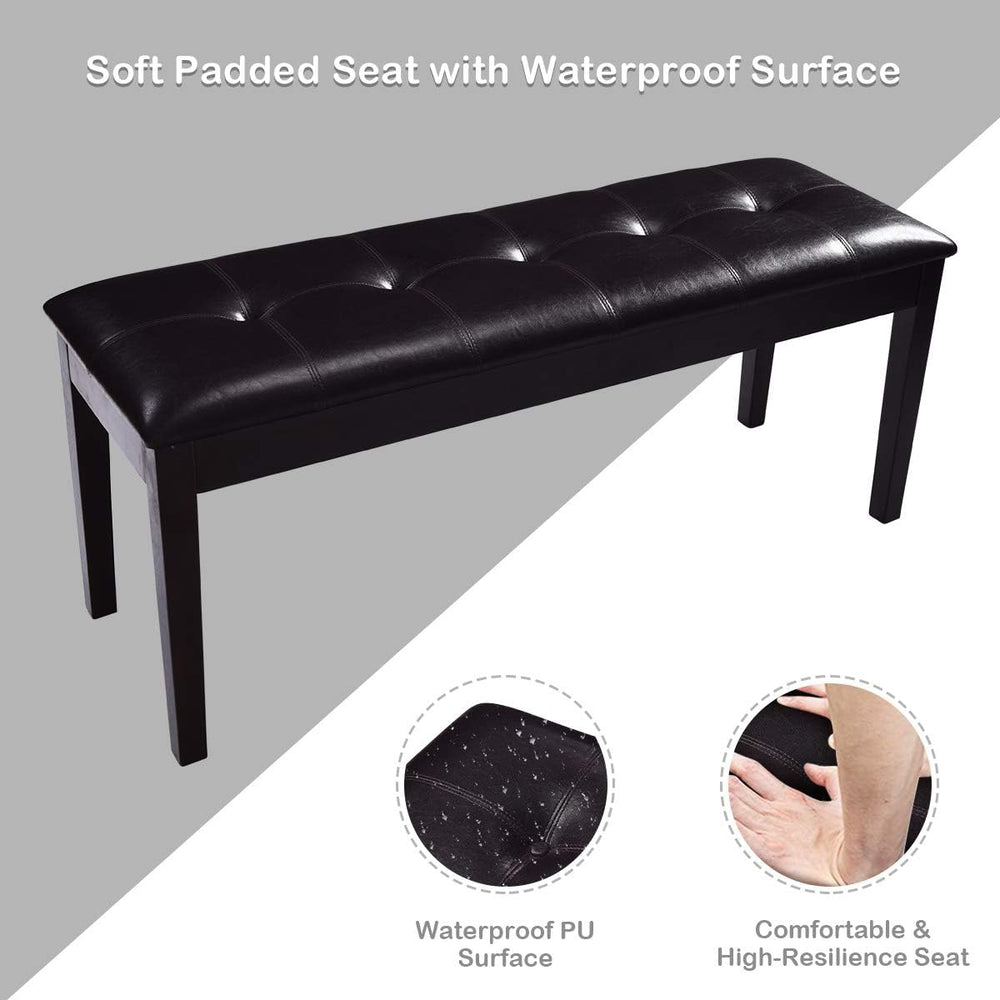 Upholstered Dining Bench Seat with PU Leather, End of Bed Bench | Button-Tuft...