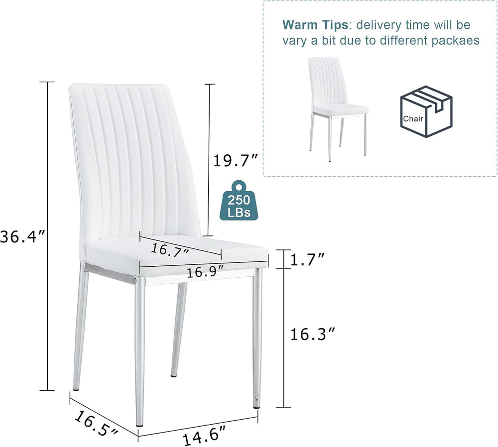 Upholstered Dining Chairs Set of 4, Mid-Century Modern Leather Dining Room Ch...