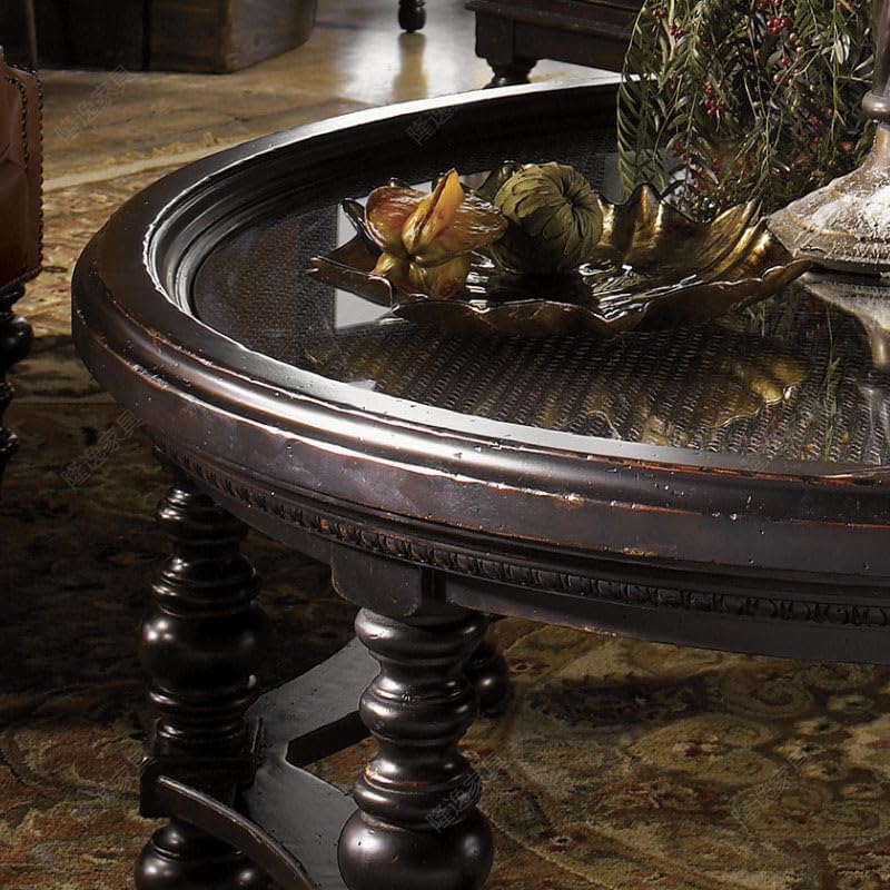 Coffee Table Solid Wood Round Coffee Table Black Retro Coffee Table Home Sofa...