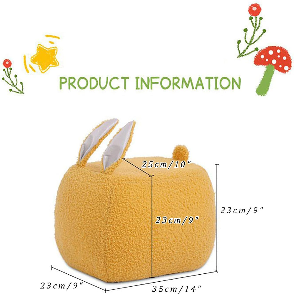 Teddy Fleece Pouf Ottoman, Rabbit Shaped Footstool Upholstered Sofa Foot Rest...