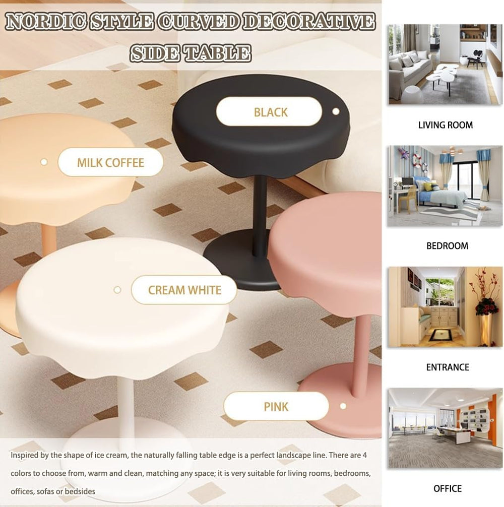 Nordic Style Round Side Table, Living Room Leisure Coffee Table, Modern Home ...