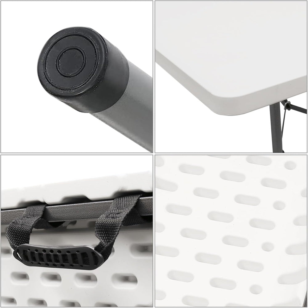 AJP Distributors 4 Foot Portable Plastic Folding Table 4FT 48" Half Fold...