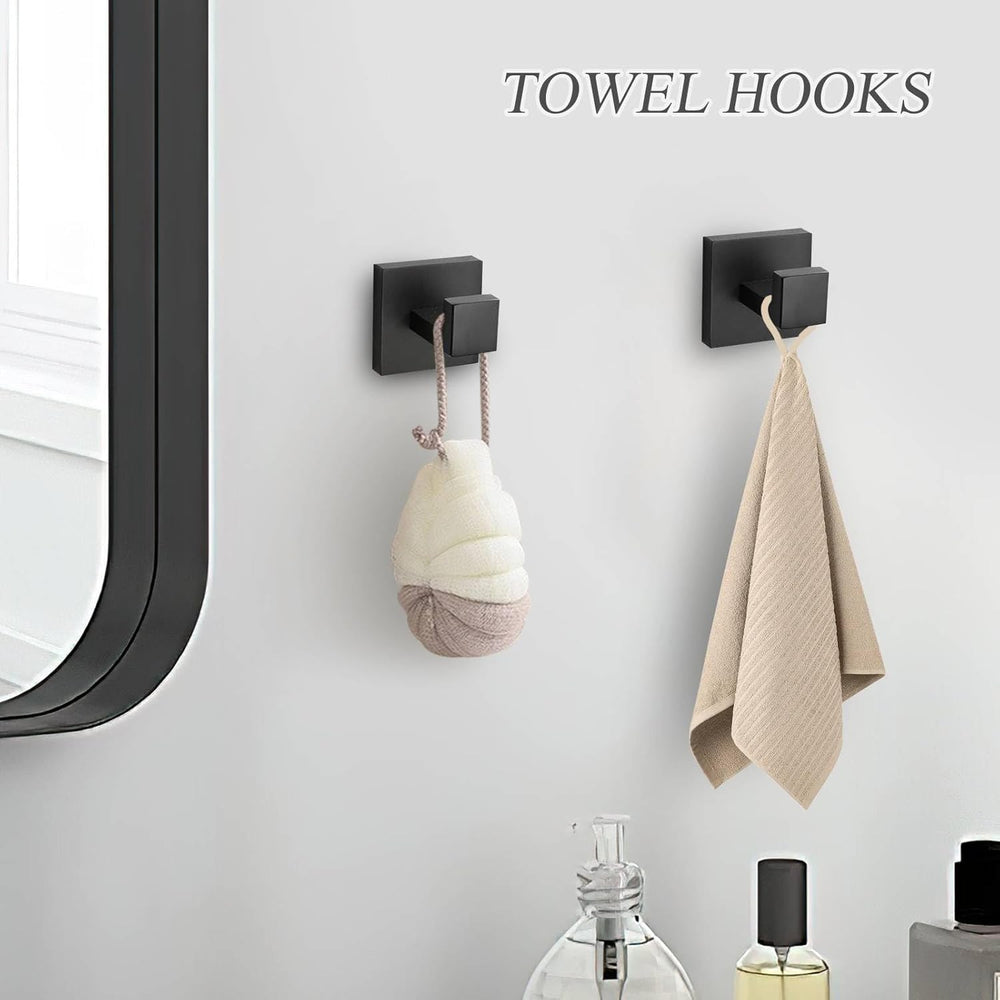 10 Pieces Black Towel Bar Set Bathroom Hardware Accessories Set Upgraded Toil...