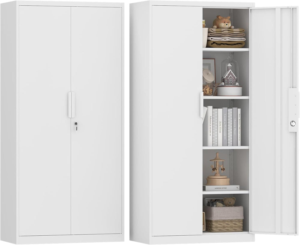 GREATMEET Metal Garage Storage Cabinet with 2 Doors and Shelves - 72" x ...