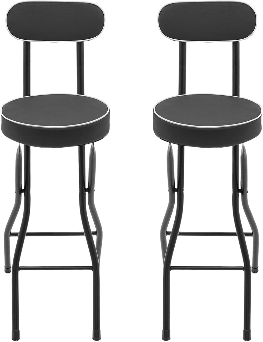 2 Pcs Folding Counter Height Stool Chair Padded Portable Stools with Foldable...