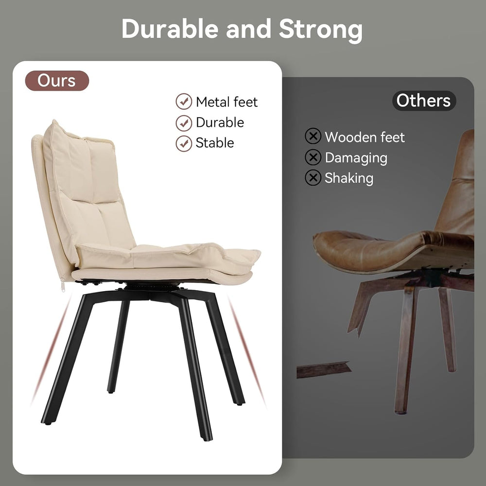 Susalt Swivel Dining Chairs Set of 4, Upholstered Dining Room Chairs, Leather...
