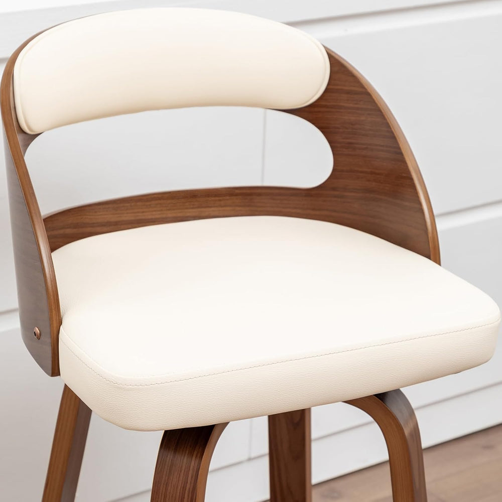 Mid Century Counter Stools with Walnut Bentwood Frame, 25" Seat Height