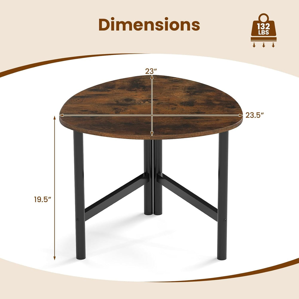 GOFLAME Triangular End Table, Modern Sofa Couch Side Table with Wood Faux Mar...