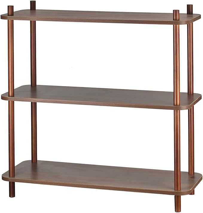 3 Tier Vintage Bookcase with Wood Frame Easy Assemble Construct for Hallway,E...
