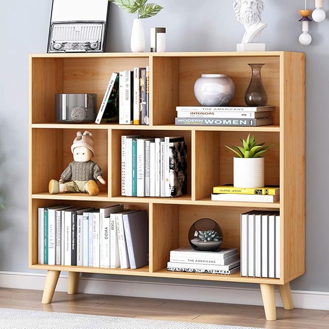 IOTXY Wooden Open Shelf Bookcase - 3-Tier Floor Standing Display Cabinet Rack...