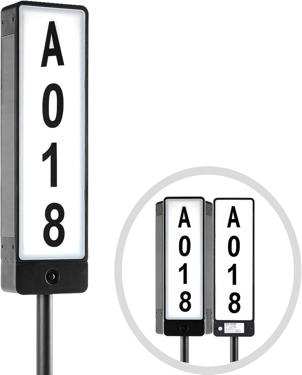 Double Sided Solar Address Plaques House Number, 2 Solar Panel Outdoor Waterp...