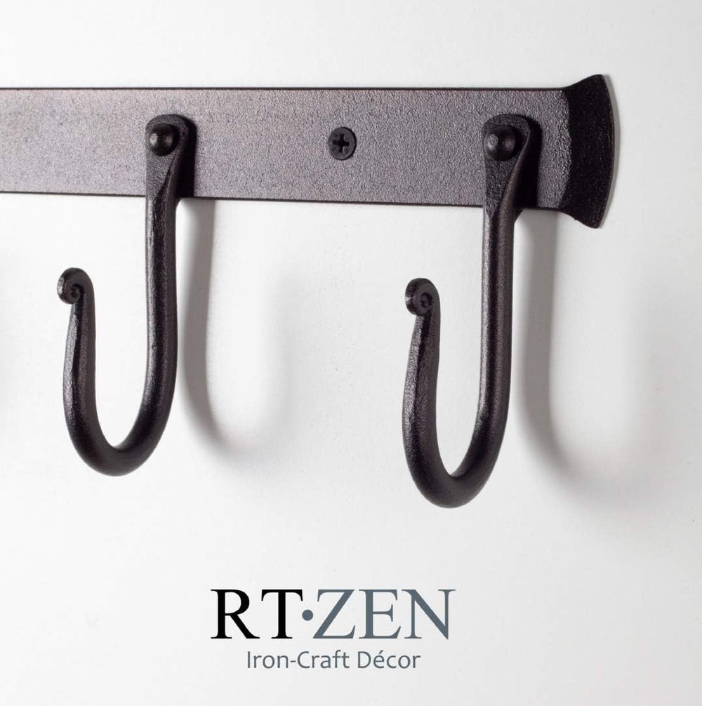 RTZEN Classic Farmhouse Wall Mount Multi-Use Wrought Iron Hook Set (3 Pack)
