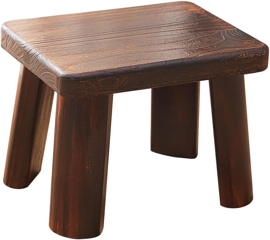 Solid Wood Step Stool for Adults, Sturdy Foot Stool Kitchen Bathroom