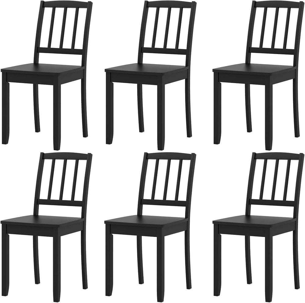 NAFORT Wood Dining Chairs Set of 6, Black Kitchen Chairs with Solid Rubber Wo...