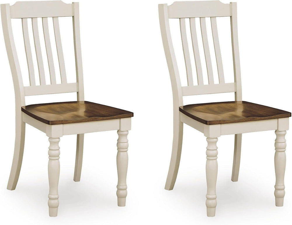 Signature Design by Ashley Waverun Dining Chair, Set of 2, White & Brown ...