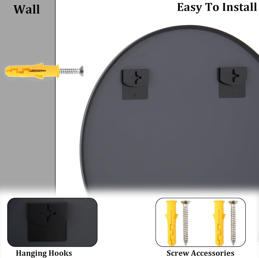 HARRITPURE 48 Inch Round Mirror Black Circle Bathroom Mirror