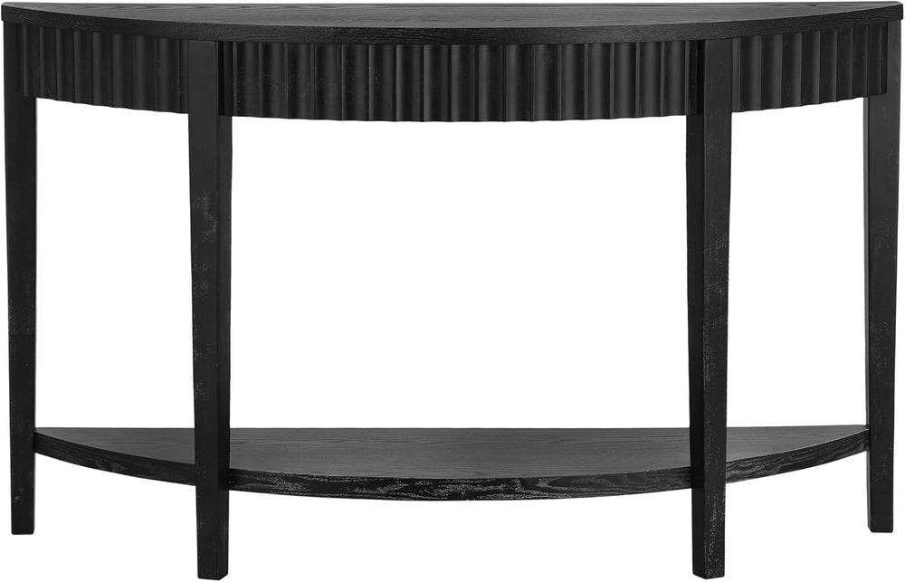 55'' Elegant Half Moon Entryway Table with Wood Veneer and Open Shelf...