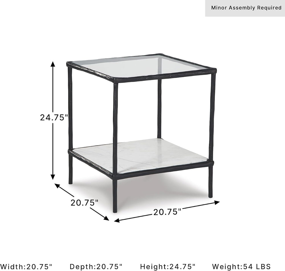Signature Design by Ashley Modern Glass and Marble End Table, Ryandale