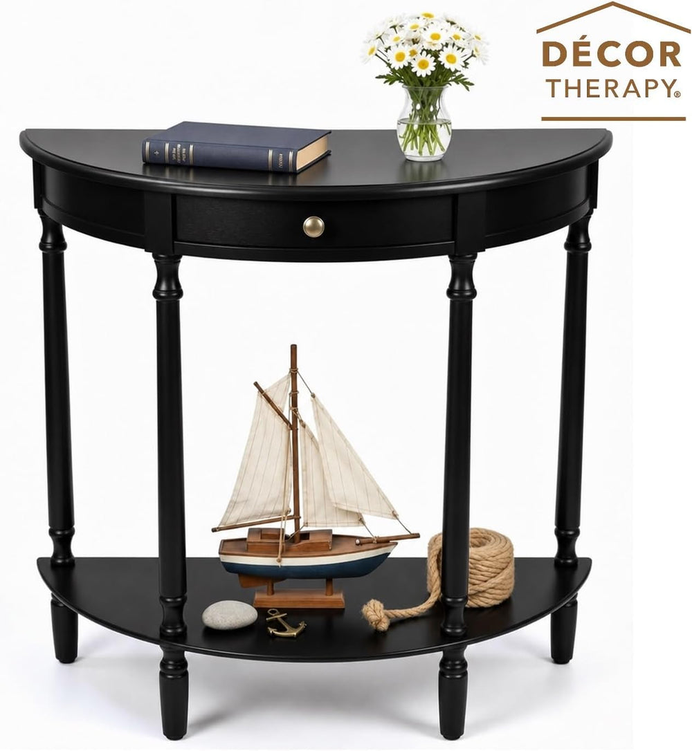 Decor Therapy Truro Half Round Console Table, Traditional Entryway Table with...