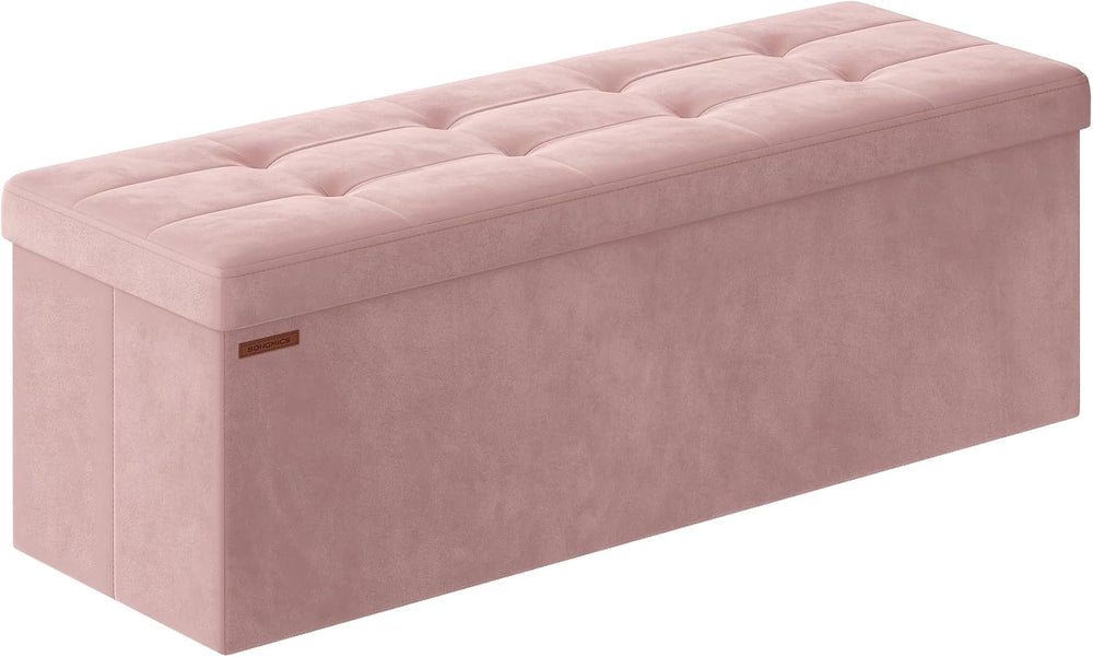 SONGMICS Storage Ottoman Bench, 43.3 Inches Velvet Foldable Foot Rest | Foot ...