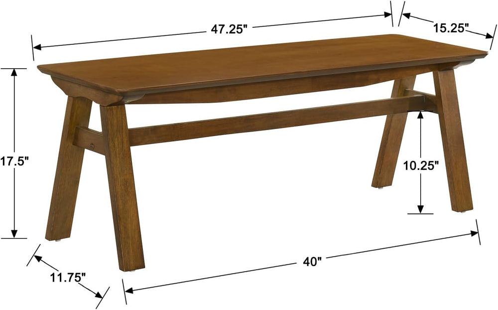 LukeAlon Rustic Solid Wood Long Dining Bench, Walnut Color | Heavy Duty Farmh...