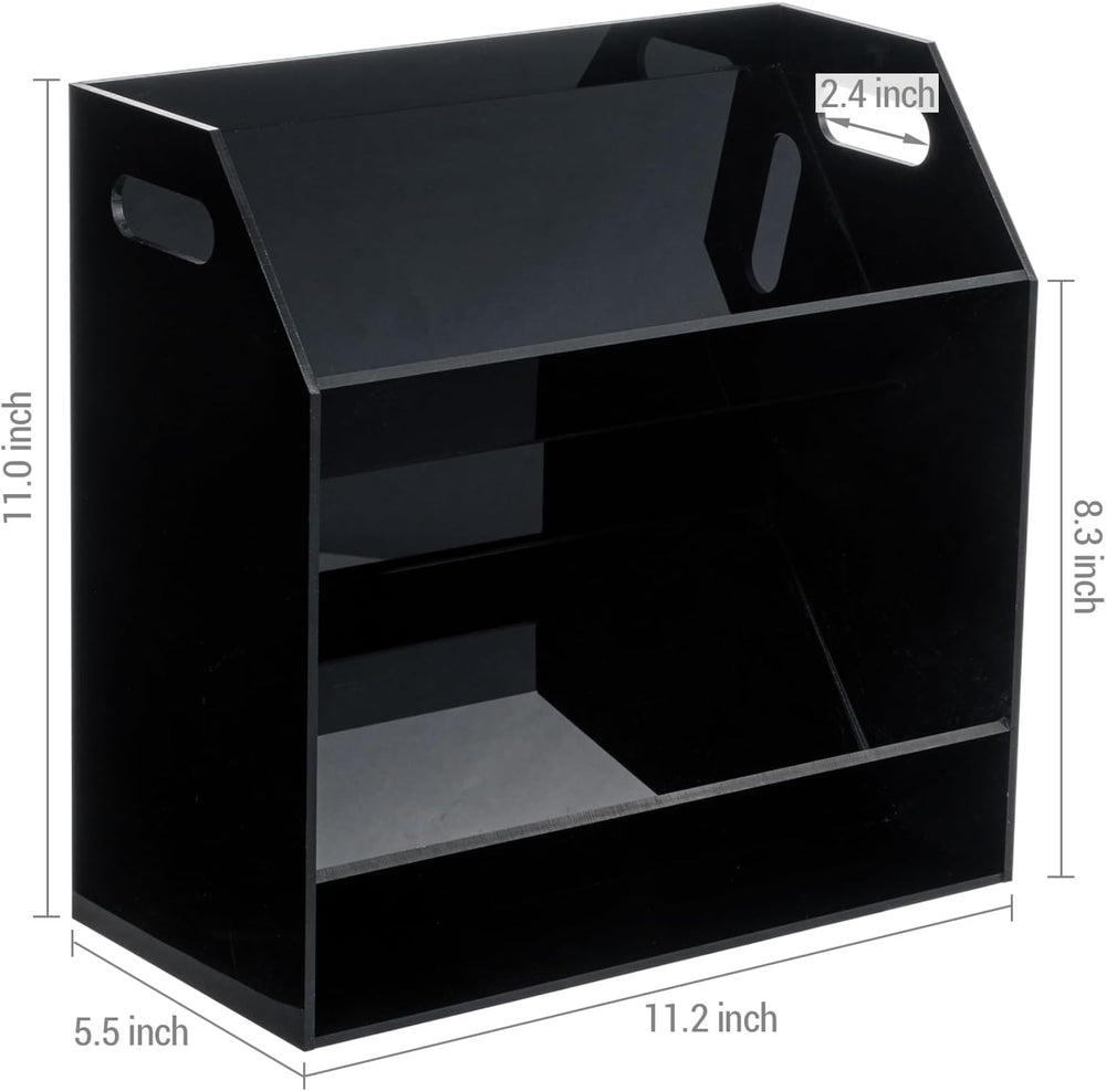 MyGift 2 Tier Modern Premium Black Acrylic Compact Cassettes Holder with Cuto...