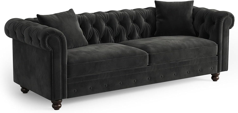 ONBRILL 82 Inch Chesterfield Sofa, 23 Inch Deep Seat Velvet Couch for Living ...