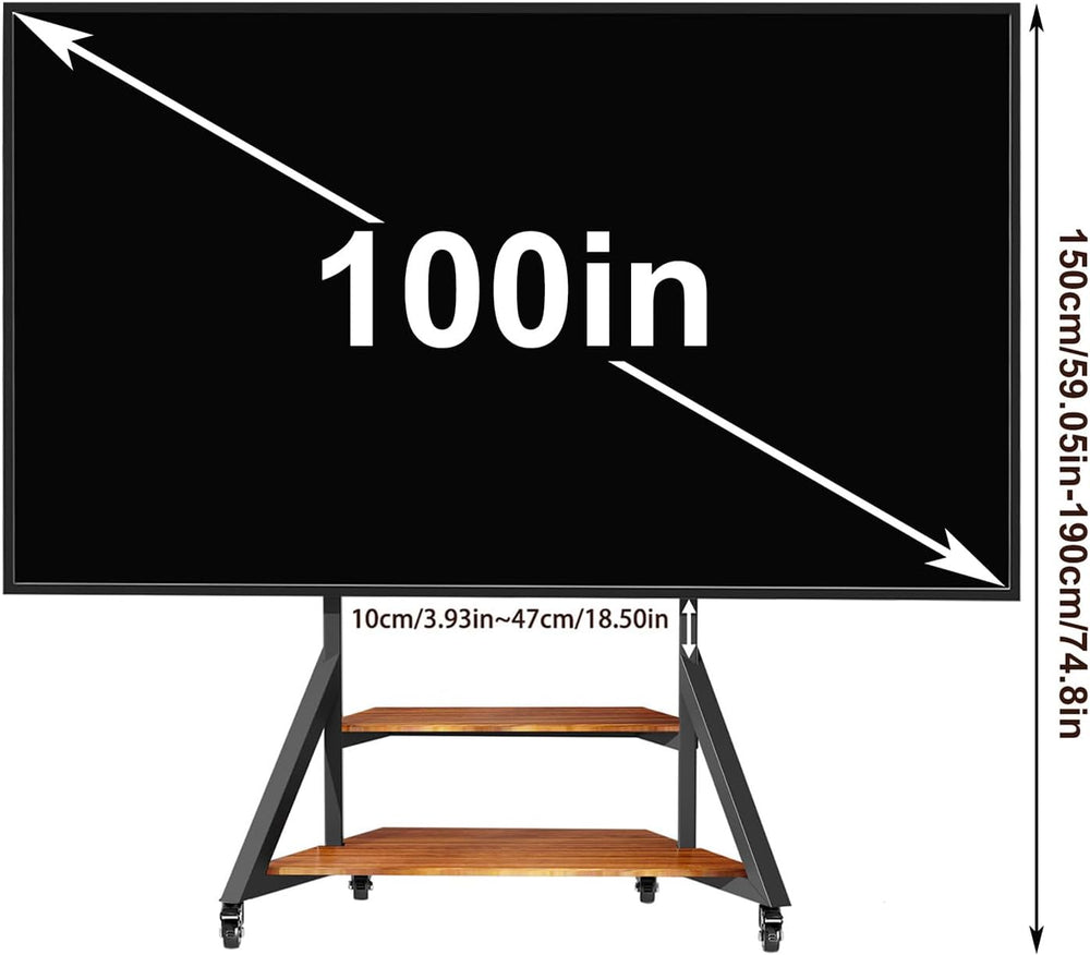 Mobile TV Stand for 65-100 Inch TVs, Holds Up to 220 lbs,Walnut | Height Adju...