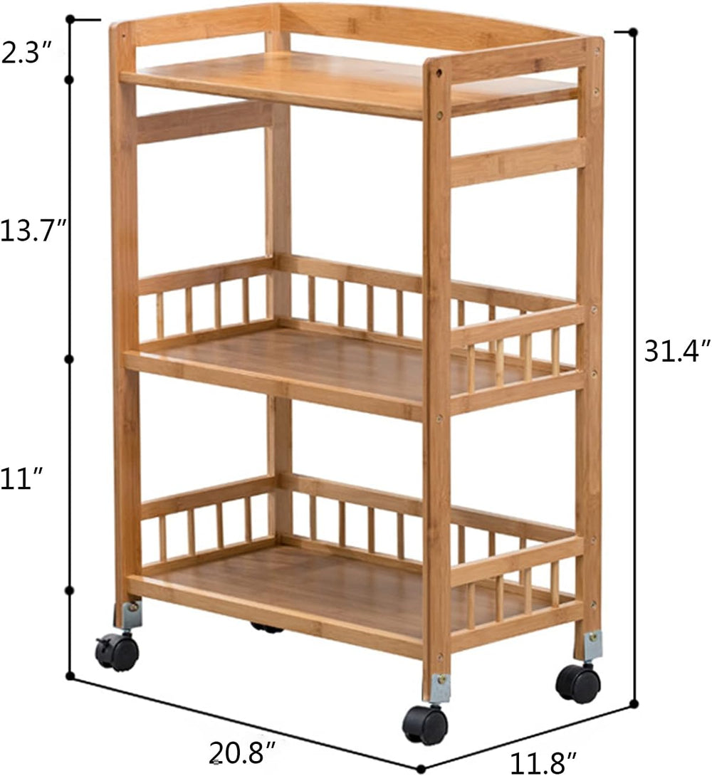 Kitchen Carts on Wheels with Storage, Rolling Storage Cart with Handles, Lock...