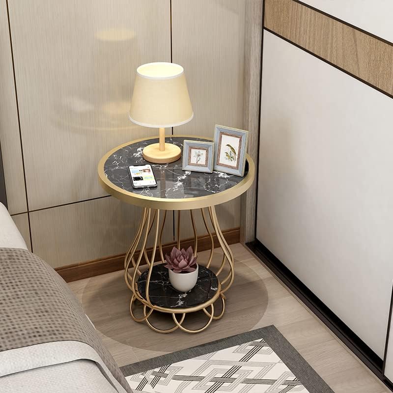 Mushroom-Shaped Marble Table, Double-Layer Shelf, Bedside Table, Telephone Ta...