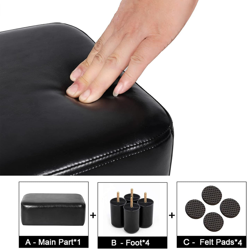 Homebeez 16" Small Footstool PU Leather Ottoman Footrest Modern Home Liv...
