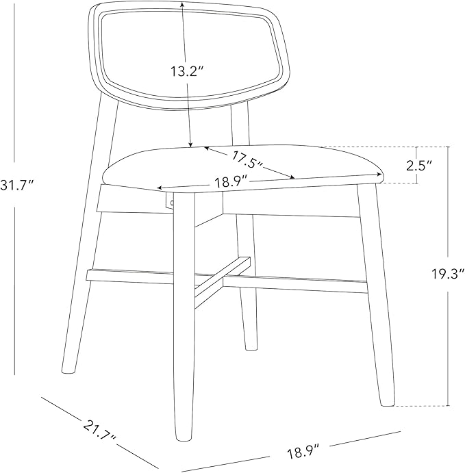 CHITA Wooden Dining Chairs Set of 2, Mid Century Modern Dining Room Chair, Na...
