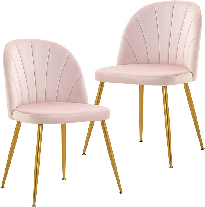 Velvet Dining Chairs Set of 2, Upholstered Mid Century Modern Dining Chairs, ...