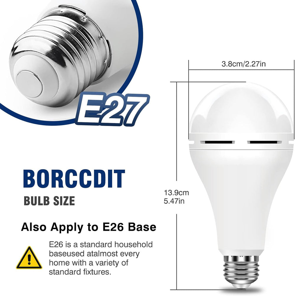 A21 6PK Emergency-Rechargeable-Light-Bulb, Keep Lighting During Power Outage,...