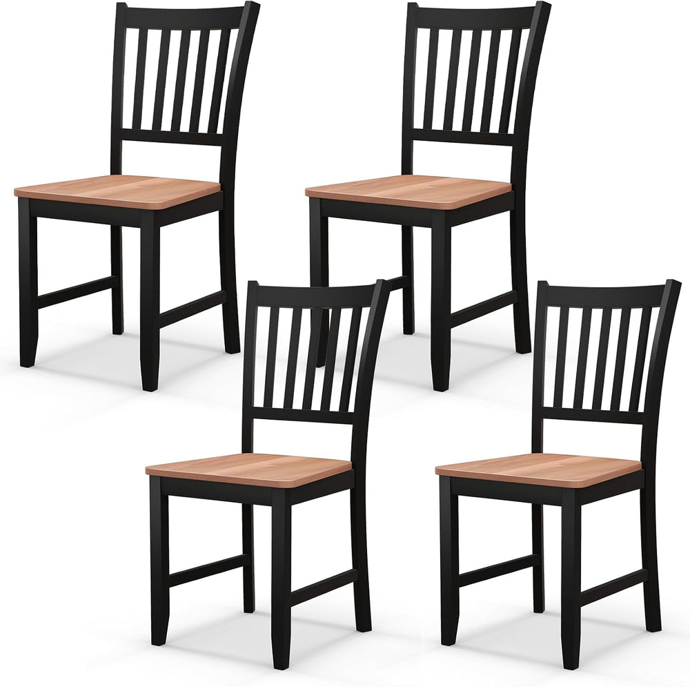 NAFORT Wood Dining Chairs Set of 4, High Back Kitchen Chairs with Solid Rubbe...