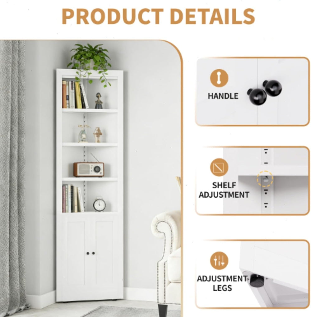 Metal Pantry Storage Cabinet with 4 Adjustable Shelves, 71" Tall Corner ...