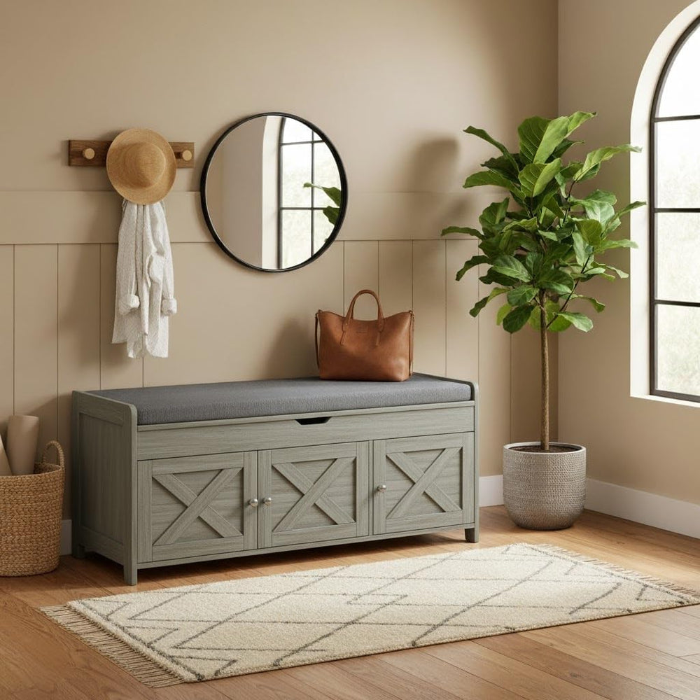 Pipishell Shoe Storage Bench, 2-Tier Shoe Bench with Cushioned Seat, Entryway...