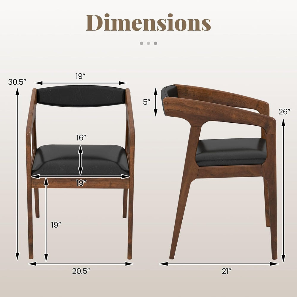 COSTWAY Dining Chairs with Arms and Padded Seat Set of 4, Brown & Black |...