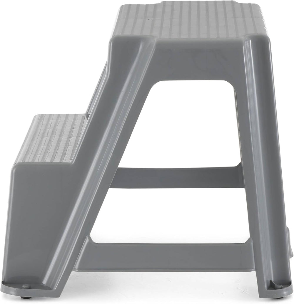 Gracious Living 16-Inch Tall Plastic 2-Step Stool, Gray, 4 Pack | Portable Du...