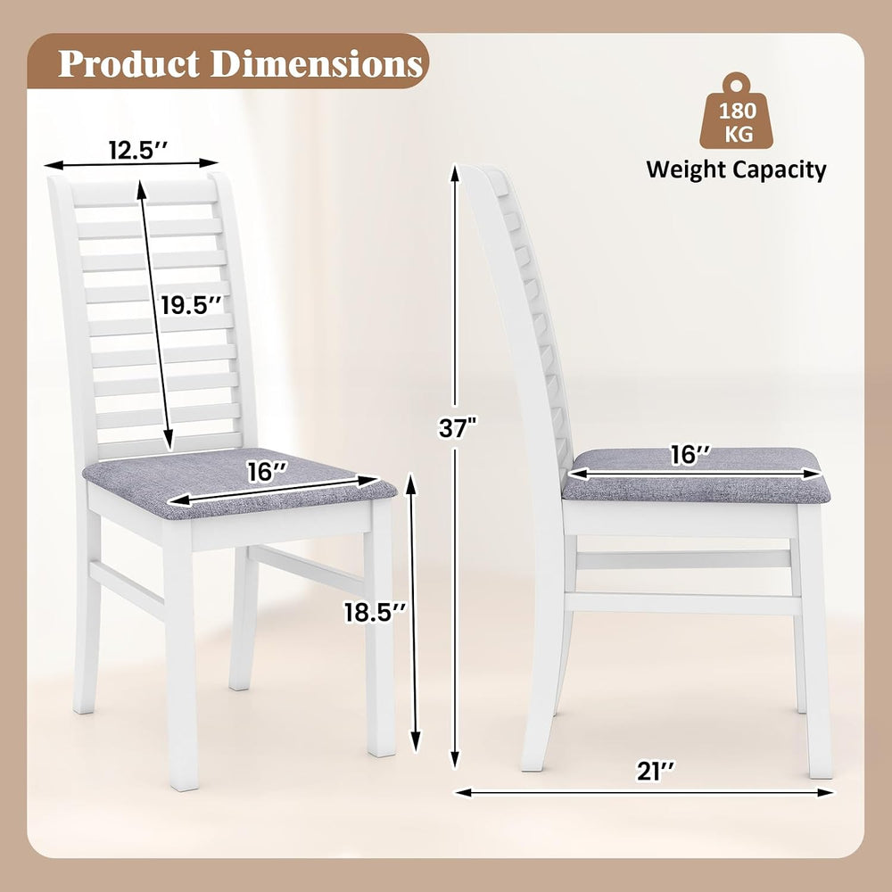 GOFLAME Wooden Dining Chairs Set of 4, Fabric Upholstered Kitchen Chairs with...