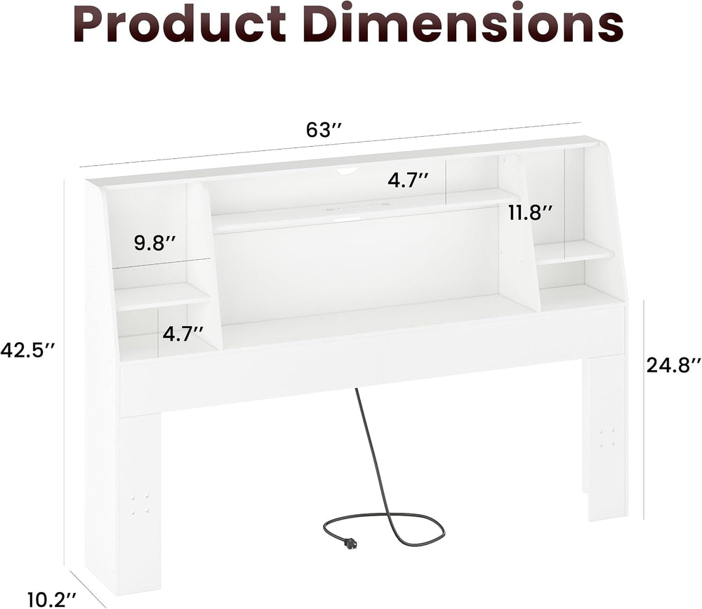 Queen/Full Headboard Queen Size with Storage, Bookcase Headboard