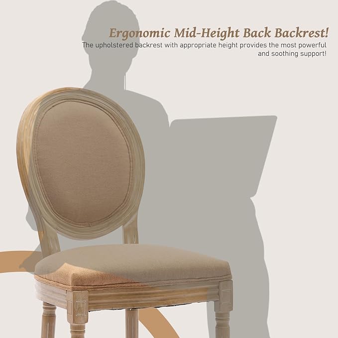 French Country Dining Chairs Set of 6,Farmhouse Upholstered Dining Room Chair...