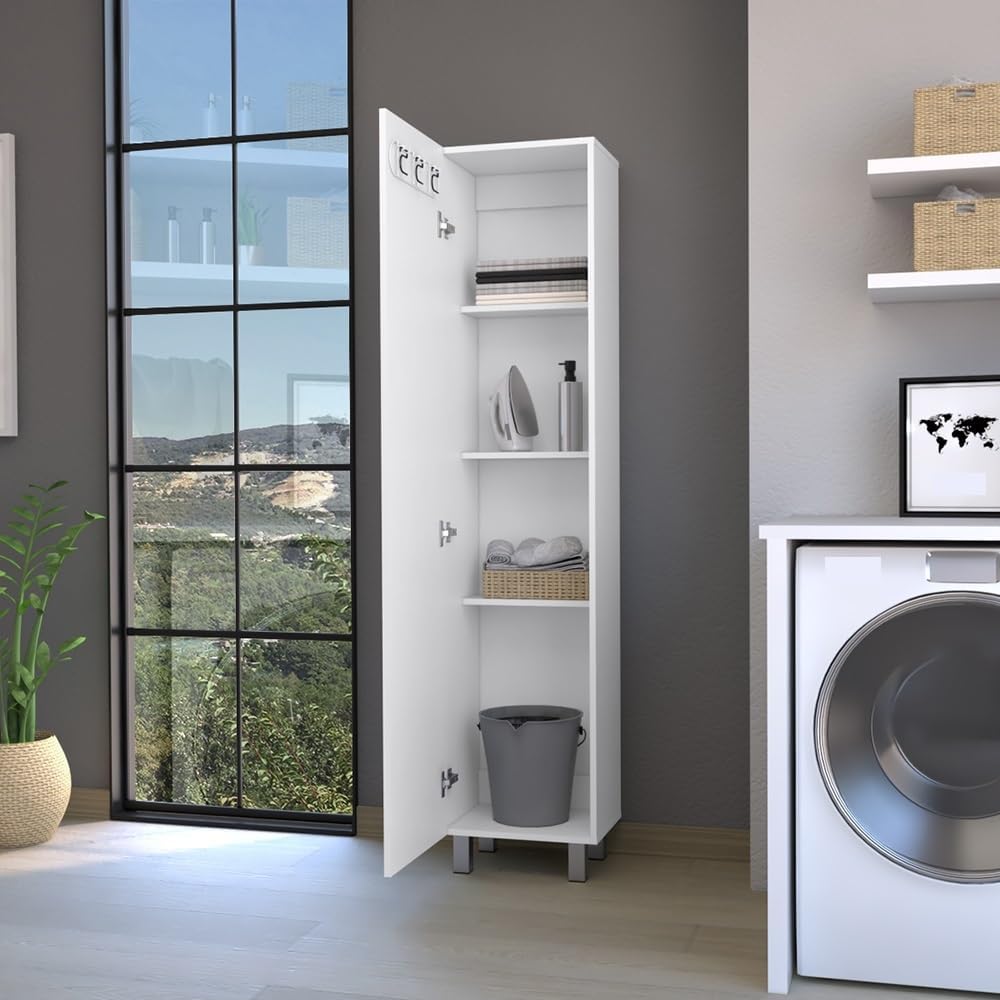 Modern Storage Cabinet, Tall Narrow Locker for Launday Living Room Hallway,fo...